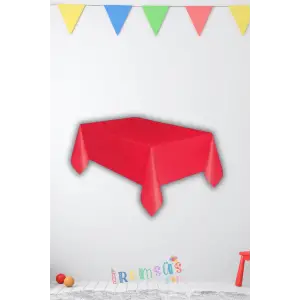 Kırmızı Renk Plastik Masa Örtüsü 120*180 cm 1 Adet Kullan at Masa Örtüsü