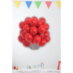 Kırmızı Renkli Pastel Ton Lateks Balon 10 Adet Kırmızı Konsept Doğum Günü Süsleme Balonu