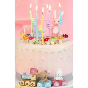 Kıvrımlı Makaron Renk Pasta Mumu 6 lı 15 cm