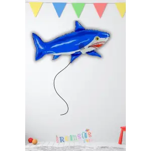 Köpek Balığı Şeklinde Mavi Renk Folyo Helyum Balon 22 Deniz Canlıları Figür Balon
