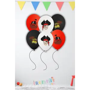 Korsan Konsept Doğum Günü Partisi Baskılı Balon 10 Adet Korsan Tema Parti Süsleme Balonu