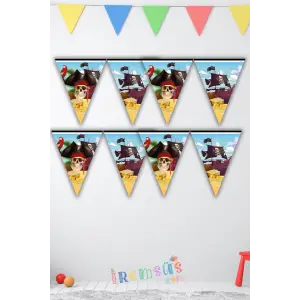 Korsan Konsept Doğum Günü Partisi Üçgen Flama 3 mt Korsan Tema Doğum Günü Süslemesi