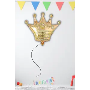 Kral Tacı Şekilli Folyo Helyum Balon Gold Renk 24 Doğum Günü Parti Balonu
