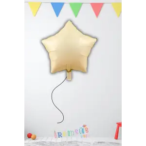 Krem Renk Folyo Yıldız Şekilli Helyum Balon 18 45 cm 1 Adet Retro Kahve Ton Süsleme Balonu