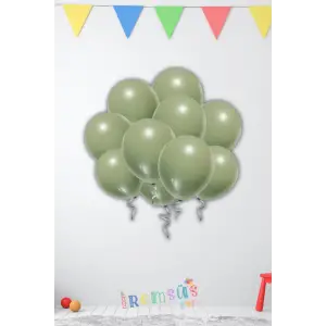 Küf Yeşil Renk Lateks Balon 10 Adet Küf Yeşil Okaliptus Renk Doğum Günü Süsleme Balonu
