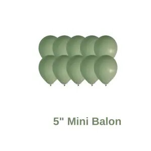 Küf Yeşili Renkli Mini Pastel Ton Lateks Balon 20 Adet 5 Retro Konsept Süsleme Balon