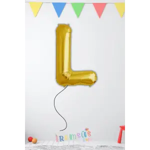 L Harfi Doğum Günü Gold Renk Folyo Helyum Balon 34 76 Cm L Harf Folyo Balon Gold Konsept