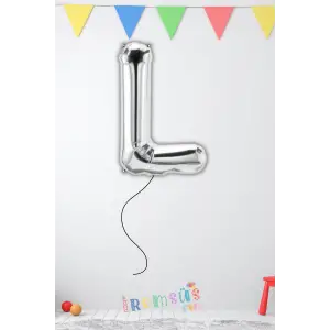 L Harfi Doğum Günü Gümüş Renk Folyo Helyum Balon 34 76 Cm L Harf Folyo Balon Silver Konsept