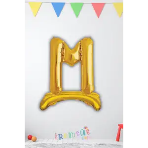 M Harfi Ayaklı Folyo Balon Gold Renk 32