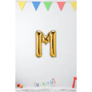 M Harfi Doğum Günü Gold Renk Folyo Balon 16 36 Cm M Harf Folyo Balon Gold Konsept