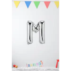 M Harfi Doğum Günü Gümüş Renk Folyo Balon 16 36 Cm M Harf Folyo Balon Silver Konsept