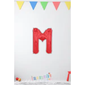M Harfi Doğum Günü Kırmızı Renk Folyo Balon 16 36 Cm M Harf Folyo Balon Red Konsept