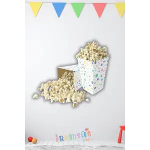 Makaron Konsept Desenli Mısır Kutusu Popcorn 8 li Makaron Tema Masa Üstü Süslemesi