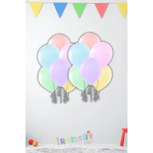 Makaron Renkli Karışık Renk Balonlar 10 Adet 12 Makaron Konsept Gökkuşağı Tema Süsleme