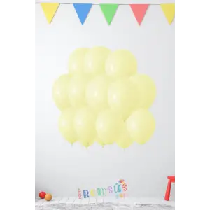 Makaron Sarı Renk Pastel Lateks Balon 10 Adet 12 Vanilya Ton Zincir Balon Süsleme Balonu