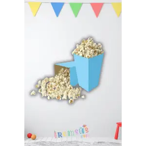 Mavi Konsept Renkli Mısır Kutusu Popcorn 8 li Mavi Tema Masa Üstü Süslemesi