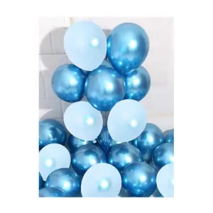 Mavi Renk Tonlar Pastel Krom Karışık 10 Adet Balon Aynalı Balon Mavi Renk Set
