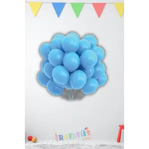 Mavi Renkli Pastel Ton Lateks Balon 10 Adet Açık Açık Mavi Konsept Doğum Günü Süsleme Balonu