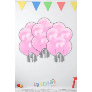 Metalik Pembe Renk Latex Balon 10 adet