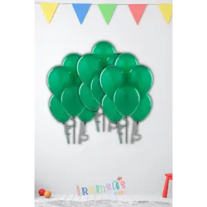 Metalik Ton Koyu Yeşil Renk Lateks Balon 10 Adet Metalik Yeşil Renk Doğum Günü Süsleme Parlak Balon