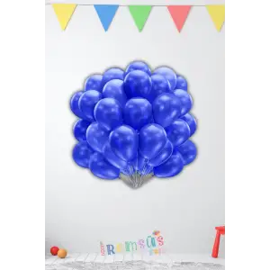 Metalik Ton Lacivert Renk Lateks Balon 10 Adet Metalik Lacivert Renk Doğum Günü Süsleme Parlak Balon