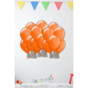 Metalik Ton Turuncu Renk Lateks Balon 10 Adet Metalik Turuncu Renk Doğum Günü Süsleme Parlak Balon