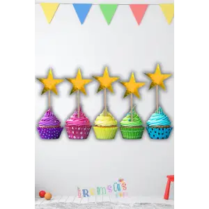 Metalize Parlak Gold Renk Süsleme Kürdanı 10 Adet Ramazan Bayramı Dağıtmalık Süs