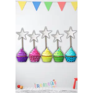 Metalize Parlak Gümüş Renk Süsleme Kürdanı 10 Adet Ramazan Bayramı Dağıtmalık Süs