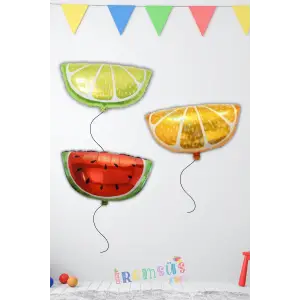 Meyve Sepeti Folyo Helyum Balon Sepeti 3 Adet Balon Meyve Konsept Parti Balon Seti