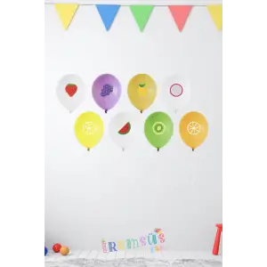 Meyve Tema Doğum Günü Partisi Karışık Renk Baskılı Balon 10 Adet Meyve Baskı Balon Doğum Günü Süsü