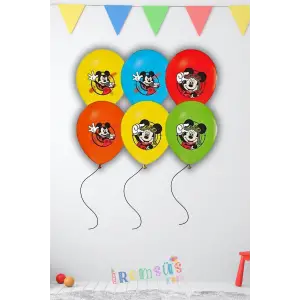 Mickey Mouse Konsept Doğum Günü Partisi Baskılı Latex Balon Lisanslı 10 Adet Mickey Süsleme