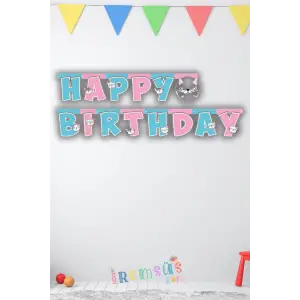Miss Cat Konsept Doğum Günü Partisi Happy Birthday Banner Yazı 210Cm Misscat Konsept Süsleme