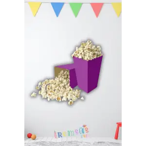 Mor Konsept Renkli Mısır Kutusu Popcorn 8 li Mor Tema Masa Üstü Süslemesi