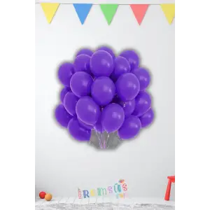 Mor Renkli Pastel Ton Lateks Balon 10 Adet Mor Konsept Doğum Günü Süsleme Balonu