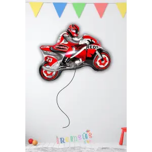 Motorsiklet Folyo Helyum Balon 69 Cm Yarışcı Konsepti Süsleme Balonu Racing Balon