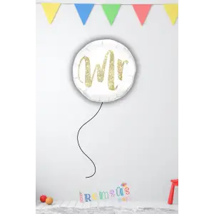 Mr Yazılı Gold Beyaz Renk Yuvarlak Folyo Balon 18 45 cm Düğün Bride To Be Süsleme Balonu
