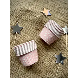 Muffin Cupcake Kalıbı Kapsülü Açık Pembe Puantiyeli Renk 20 Adet