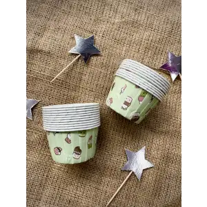 Muffin Cupcake Kalıbı Kapsülü Yeşil Renk Desenli 20 Adet Renkli cupcake kabı