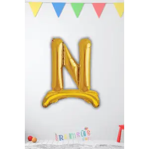 N Harfi Ayaklı Folyo Balon Gold Renk 32