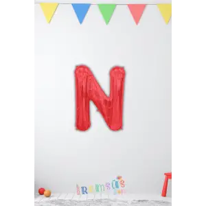 N Harfi Doğum Günü Kırmızı Renk Folyo Balon 16 36 Cm N Harf Folyo Balon Red Konsept