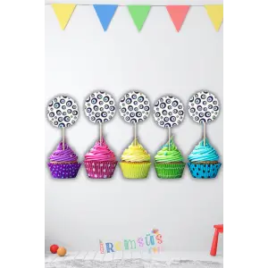 Nazar Boncuk Baskılı Pasta Cupcake Süsleme Kürdanı 10 Adet Sünnet Mevlid Süslemesi