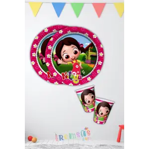 Niloya Tema Doğum Günü Partisi Karton Tabak Bardak 8 li Niloya Konsept Süsleme