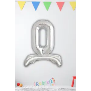 O-Ö Harfi Ayaklı Folyo Balon Gümüş Renk 32