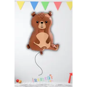 Oturan Ayıcık Şekil Folyo Helyum Balon 65-47 Cm Ayıcık Konsept Parti Süslemesi