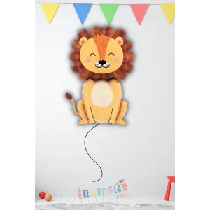 Oturan Sevimli Aslan Figür Folyo Helyum Balon 100 cm Aslan Safari Konsept Hayvan Figür Balon Süsleme