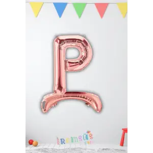 P Harfi Ayaklı Folyo Balon Rose Gold Renk 32