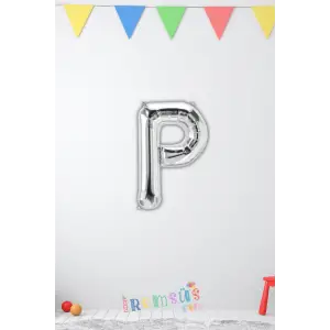 P Harfi Doğum Günü Gümüş Renk Folyo Balon 16 36 Cm P Harf Folyo Balon Silver Konsept