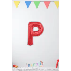 P Harfi Doğum Günü Kırmızı Renk Folyo Balon 16 36 Cm P Harf Folyo Balon Red Konsept