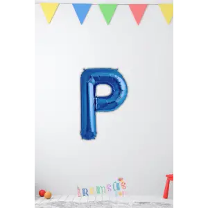 P Harfi Doğum Günü Mavi Renk Folyo Balon 16 36 Cm P Harf Folyo Balon Mavi Konsept