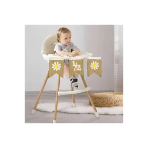 Papatya Konsept Yarım Yaş Partisi 1/2 Hasır Kumaş Banner Süsleme Yarış Yaş Süslemesi